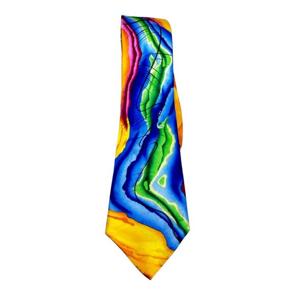 J. García 100% Silk Collection 60 Men's Tie Liquid Torso Multicolor 3.5" Width - Picture 2 of 5